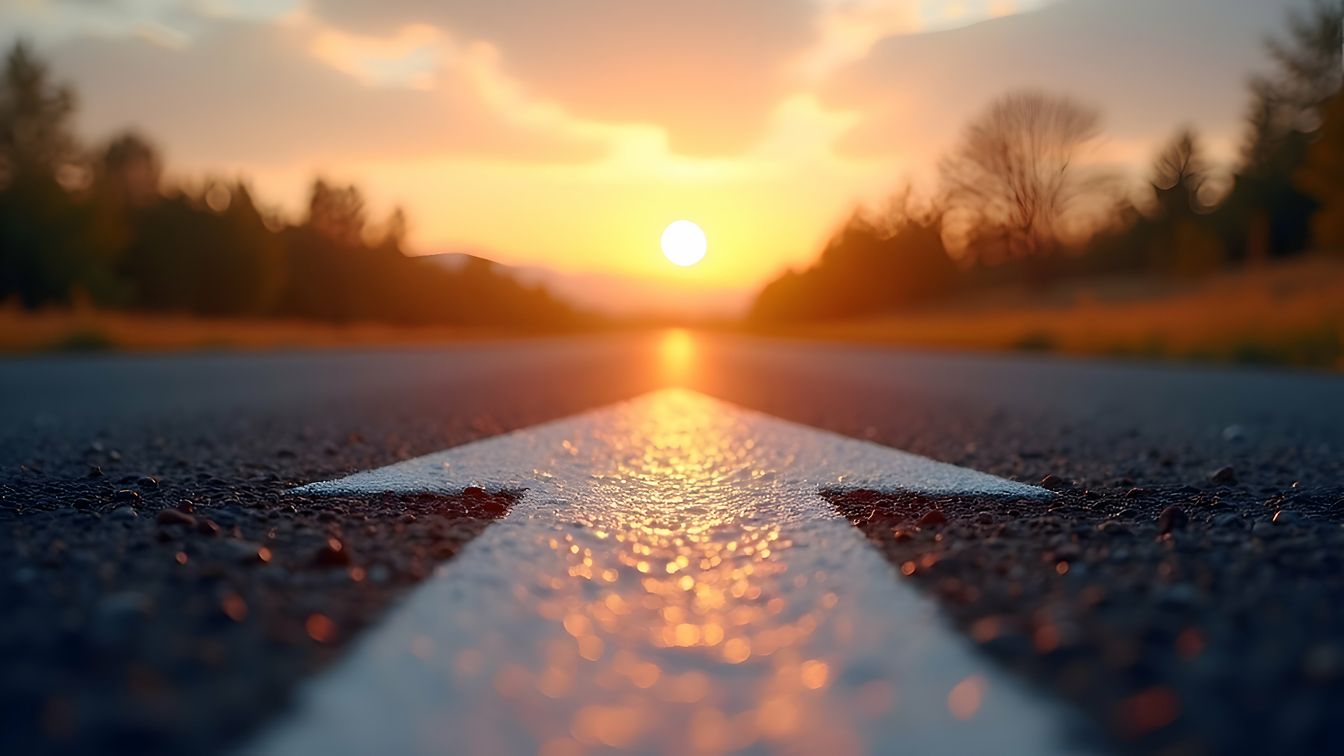Sonnenuntergang auf einer Straße